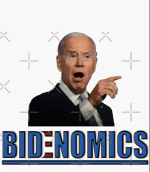 a poster of a man pointing with the word bid nomics underneath him