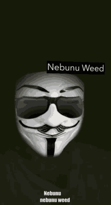 a picture of a mask with sunglasses and the words nebunu weed