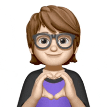 a cartoon character with glasses making a heart shape with his hands