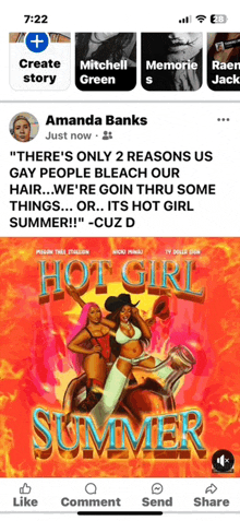 a screenshot of a facebook page with a hot girl summer poster on it