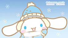 a cinnamon bunny with a blue hat and scarf