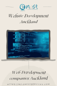 an advertisement for web development companies auckland shows a computer screen