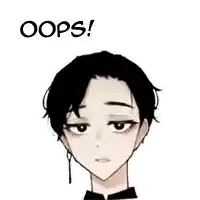 a drawing of a boy with short black hair and a bow tie with the words `` oops '' written on it .