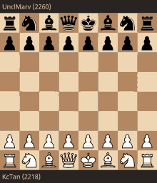 a chess board with the numbers unclmarv 2260 and kctan 2218