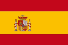 a red and yellow flag with a coat of arms