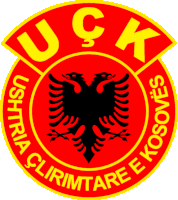 a red and yellow emblem with a black eagle and the words uck