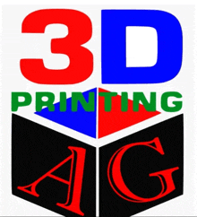 a logo for 3d printing ag is shown in red blue and green letters