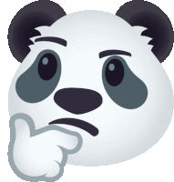 a panda bear with a hand on its chin thinking