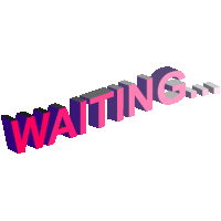 a 3d rendering of the word waiting in purple and pink