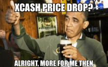 barack obama giving a thumbs up and holding a glass of beer