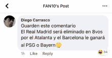 a screenshot of a fan10 's post with diego carrasco as the author