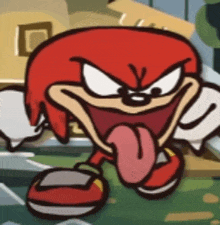 a cartoon of knuckles sticking out his tongue .