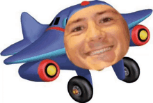 a toy airplane with a man 's face on the front .