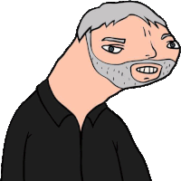 a cartoon drawing of a man with a beard and a very long neck