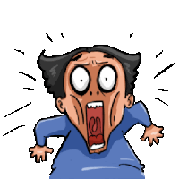 a cartoon of a man with a surprised expression on his face