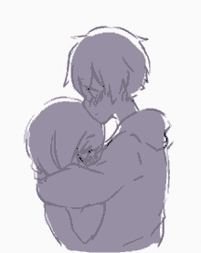 a drawing of a couple hugging each other