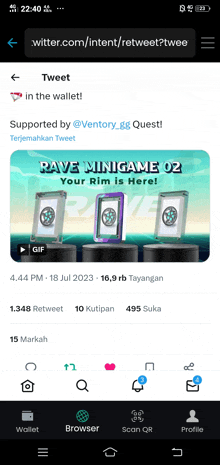 a screenshot of a twitter app showing a tweet from @ventory_gg quest