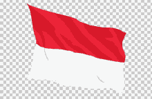 a red and white flag waving in the wind on a transparent background .