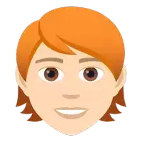 an icon of a person 's face with red hair and brown eyes