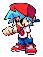 a cartoon boy is holding a microphone in his hand and pointing at the camera .