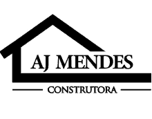 a logo for aj mendes construtora with a house on it