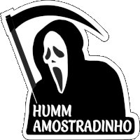 a grim reaper with a screaming face and the words humm amostradinho