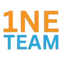 a logo for the 1ne team is orange and blue