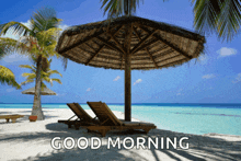 a picture of a beach with the words good morning