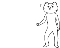 a black and white drawing of a bear with a music note coming out of its head .