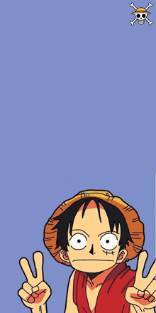 monkey d luffy from one piece giving a peace sign