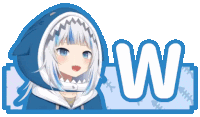 a picture of a girl with a shark hood and the letter w behind her