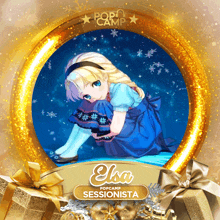 a picture of elsa from pop camp sessionista in a gold frame