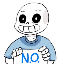 a drawing of a skeleton holding a sign that says n.o.