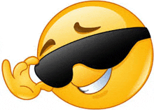 a cartoon smiley face wearing sunglasses and giving a thumbs up .