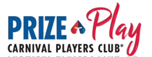 a blue and red logo for prize a play carnival players club