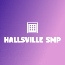 a logo for hallsville smp with a square on a purple background