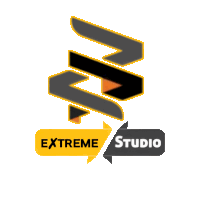 a logo for extreme studio with a black and yellow logo