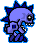 a cartoon drawing of a skull with spikes on it