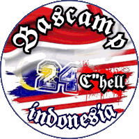 a logo that says bascam 24 hell indonesia with a flag in the background