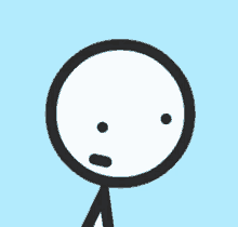 a stick figure with a surprised face on a blue background