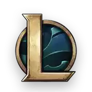 the league of legends logo is a gold letter l in a blue circle .