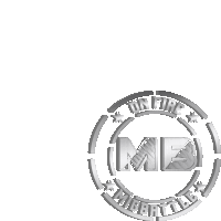 a silver logo with the letter mb in the middle