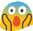 a yellow cartoon face with a surprised look on its face and a red mouth .