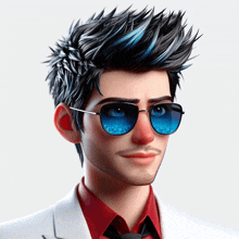 a cartoon character wearing sunglasses and a red tie