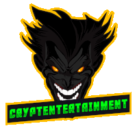 a logo for cryptentertainment shows a joker face