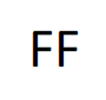 the letter f is shown on a white background .