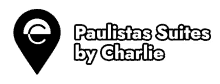 a logo for paulistas suites by charlie with a pin on a white background