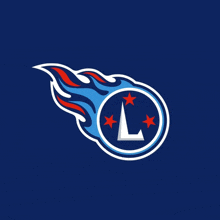 a logo for the tennessee titans with a flame and the letter l