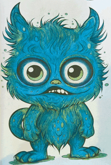 a drawing of a monster with big eyes