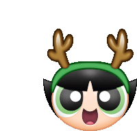 a cartoon character with antlers and a green hat